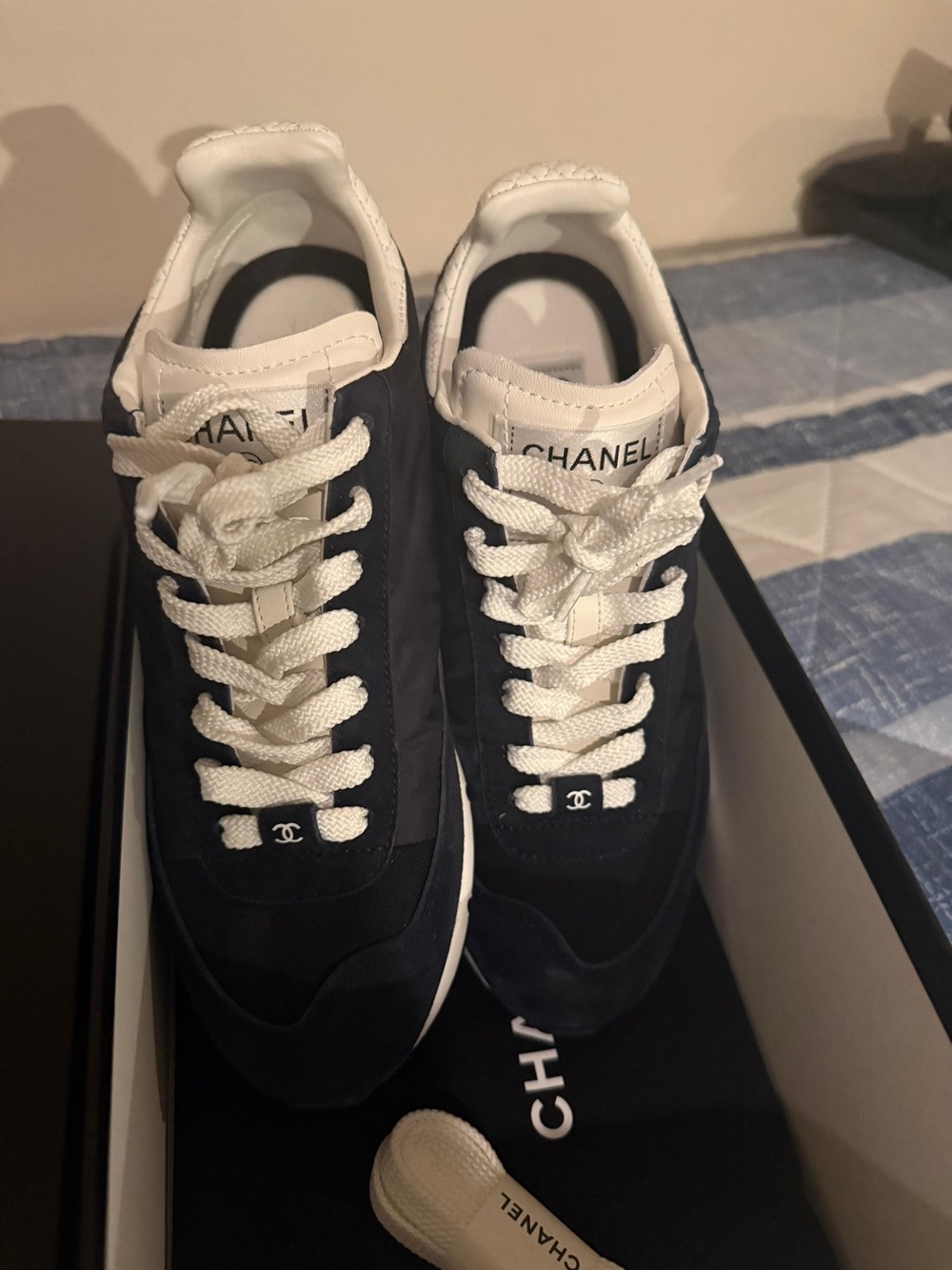 CHANEL Navy & White Sneakers Box - Dark Navy and White - Picture 3 of 7